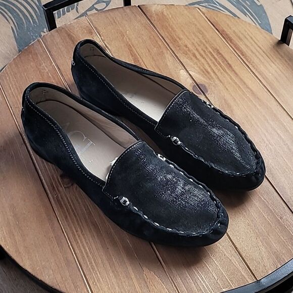 AGL Ballet Flats Womens Size 37.5 US 7/7.5 Black Leather Slip On - Picture 2 of 5